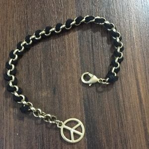 Bracelet  braided black peace sign